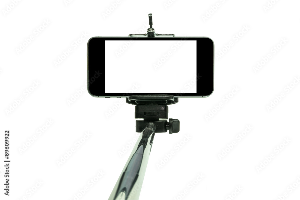 Smartphone on a selfie stick shot in studio 1 Smartphone on a selfie stick shot in studio 1