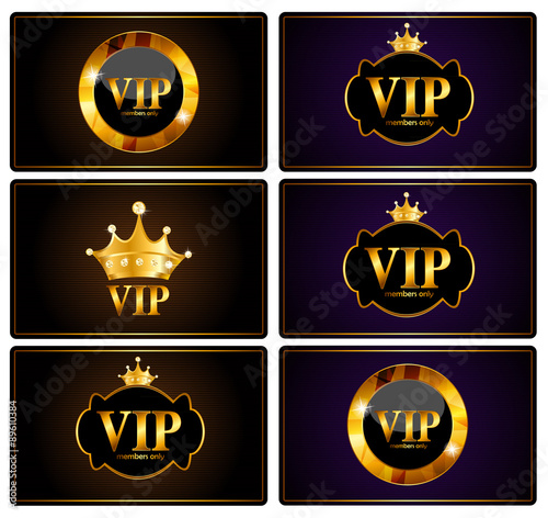 VIP Members Card Set Vector Illustration