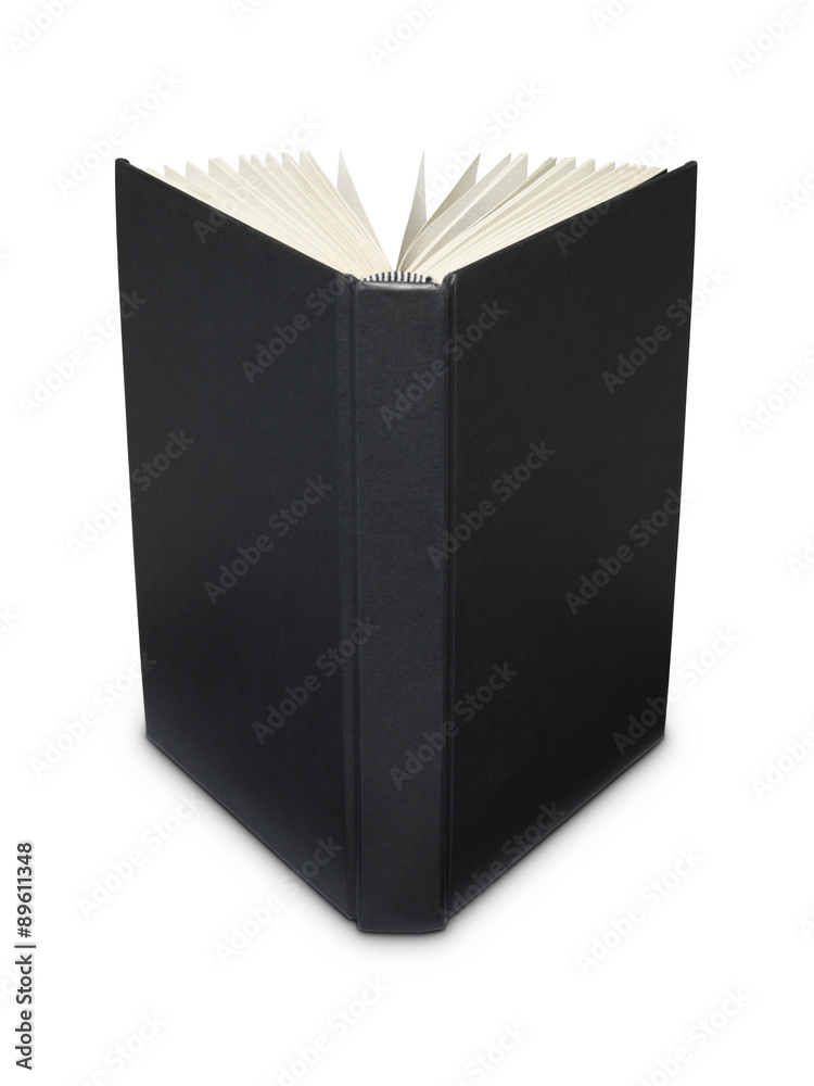 Open blank black book Open blank black book