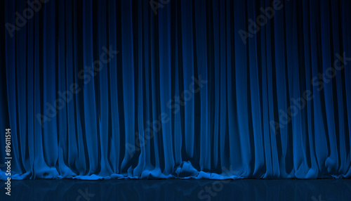 Blue curtain in theater. photo