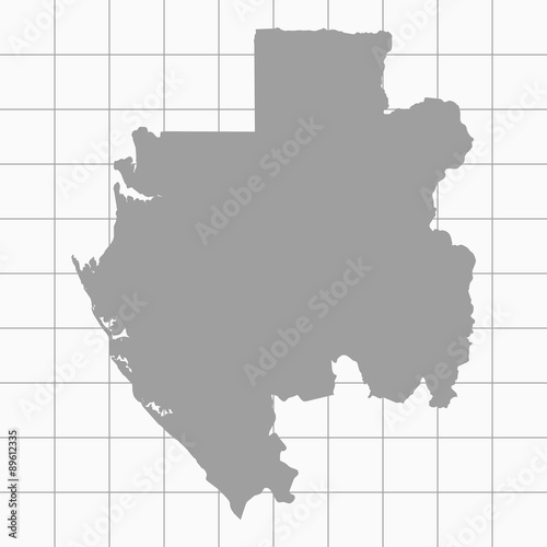 Squared Paper with the Shape of the Country of  Gabon