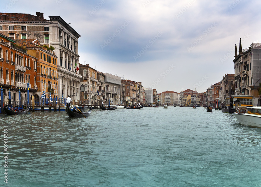 Canal Grande with boats, Venice, Italy..
