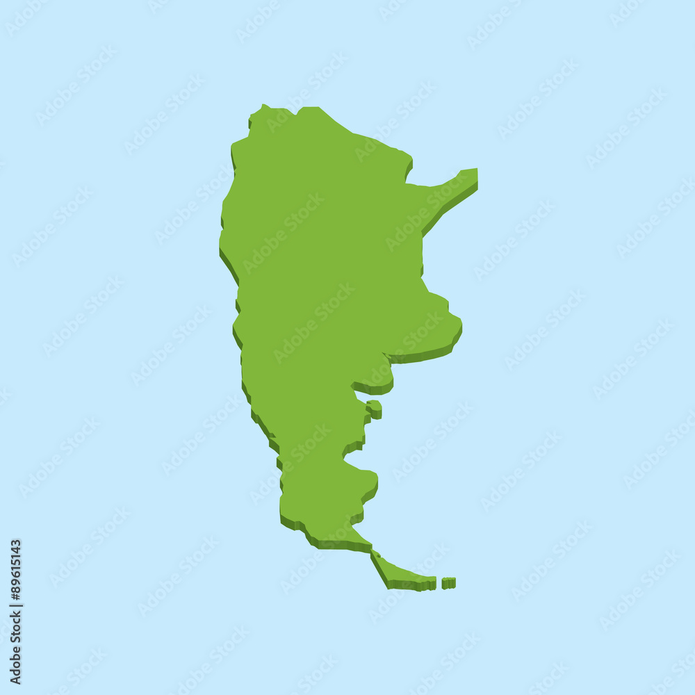 3D map on blue water background of Argentina 3D map on blue water background of Argentina