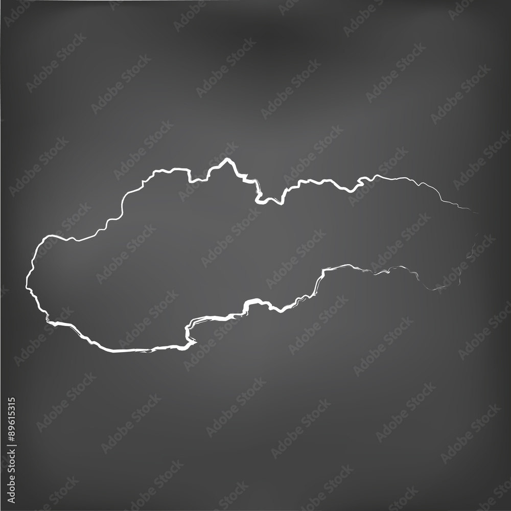 Chalked map on a chalk board of Slovakia Chalked map on a chalk board of Slovakia