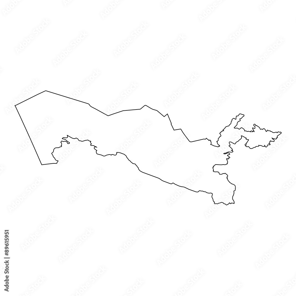 High detailed Outline of the country of  Uzbekistan