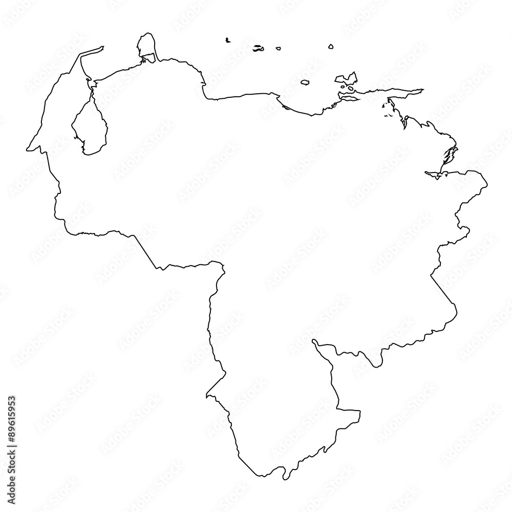 High detailed Outline of the country of  Venezuela