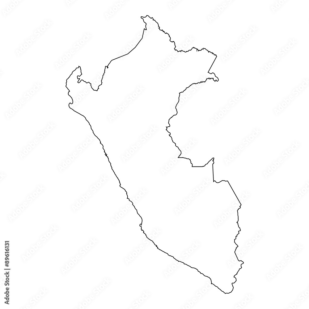 Fototapeta High detailed Outline of the country of  Peru