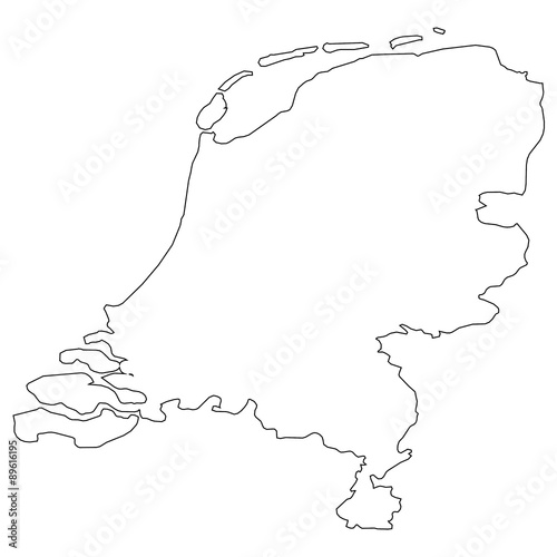 High detailed Outline of the country of  Netherlands