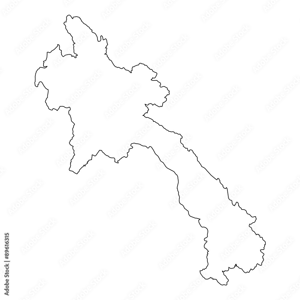 High detailed Outline of the country of  Laos