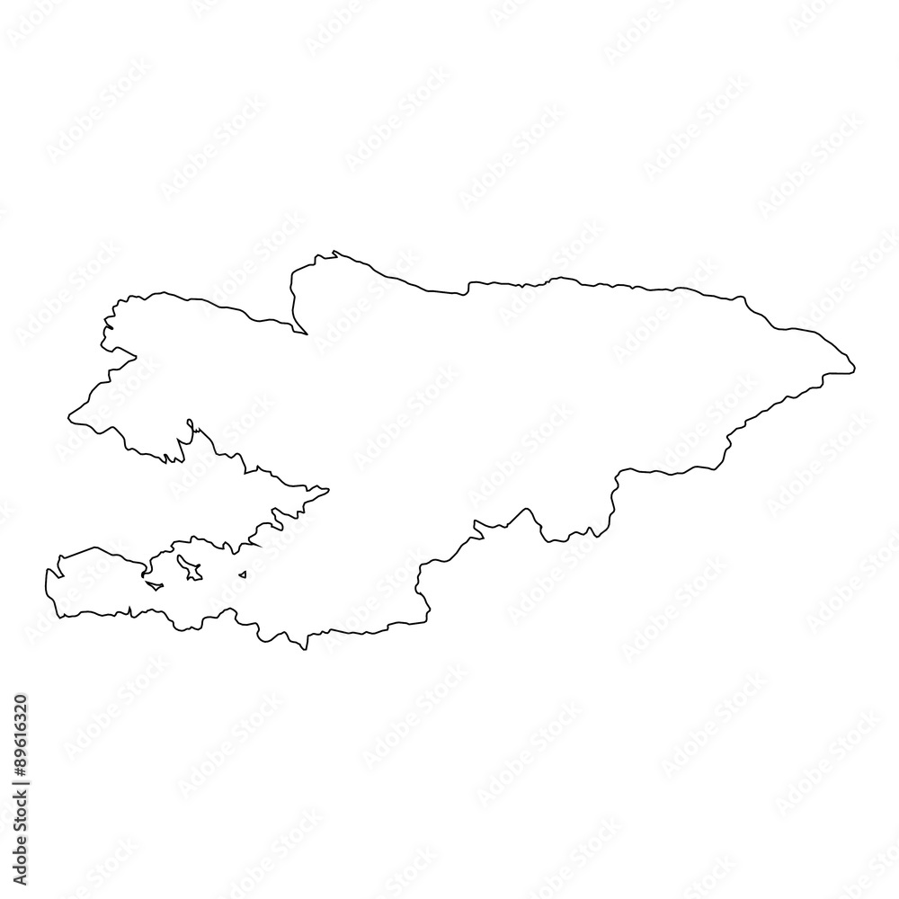 High detailed Outline of the country of  Kyrgyzstan
