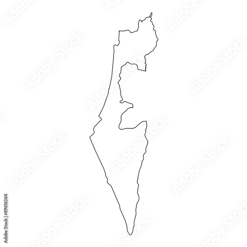 High detailed Outline of the country of  Israel