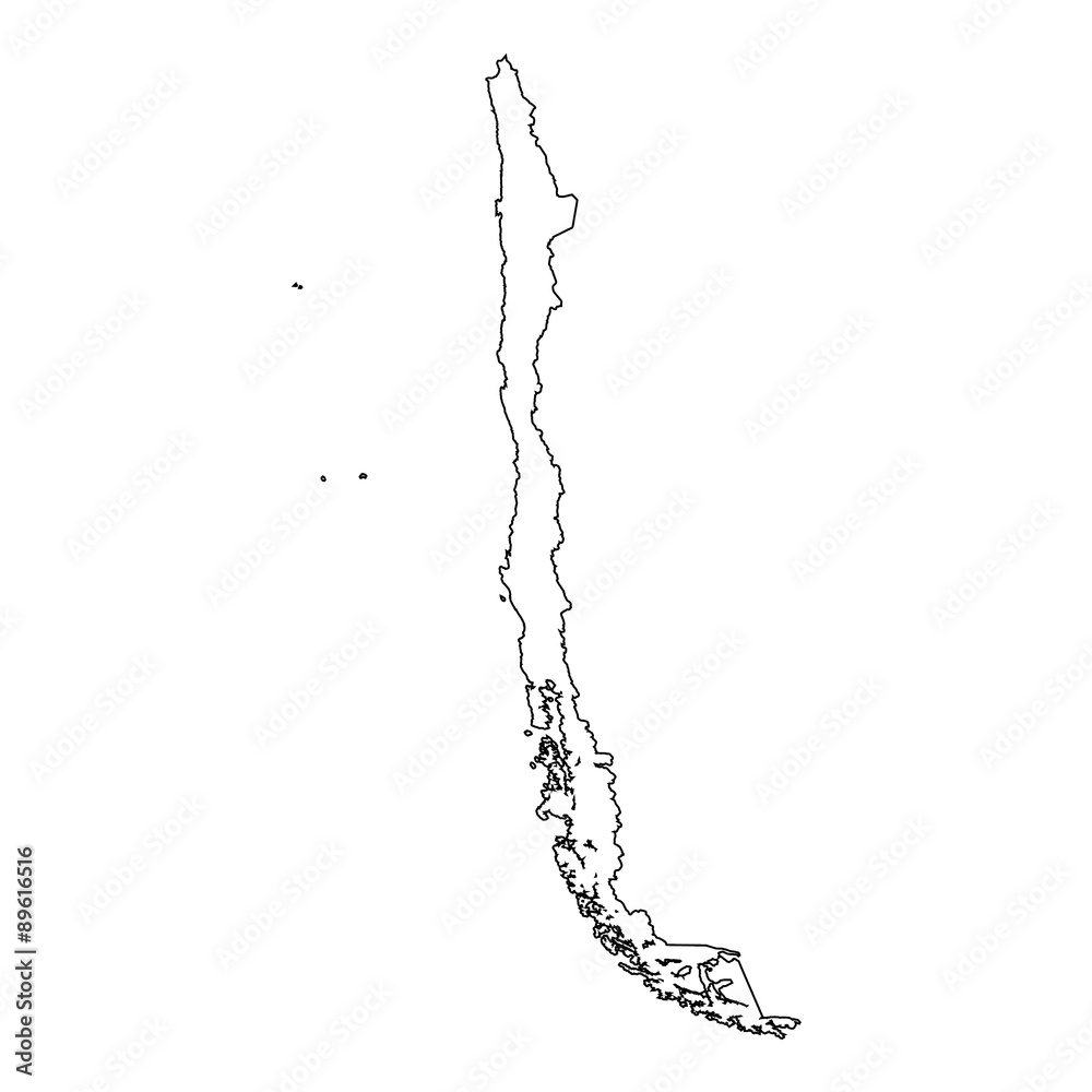 High detailed Outline of the country of Chile High detailed Outline of the country of Chile