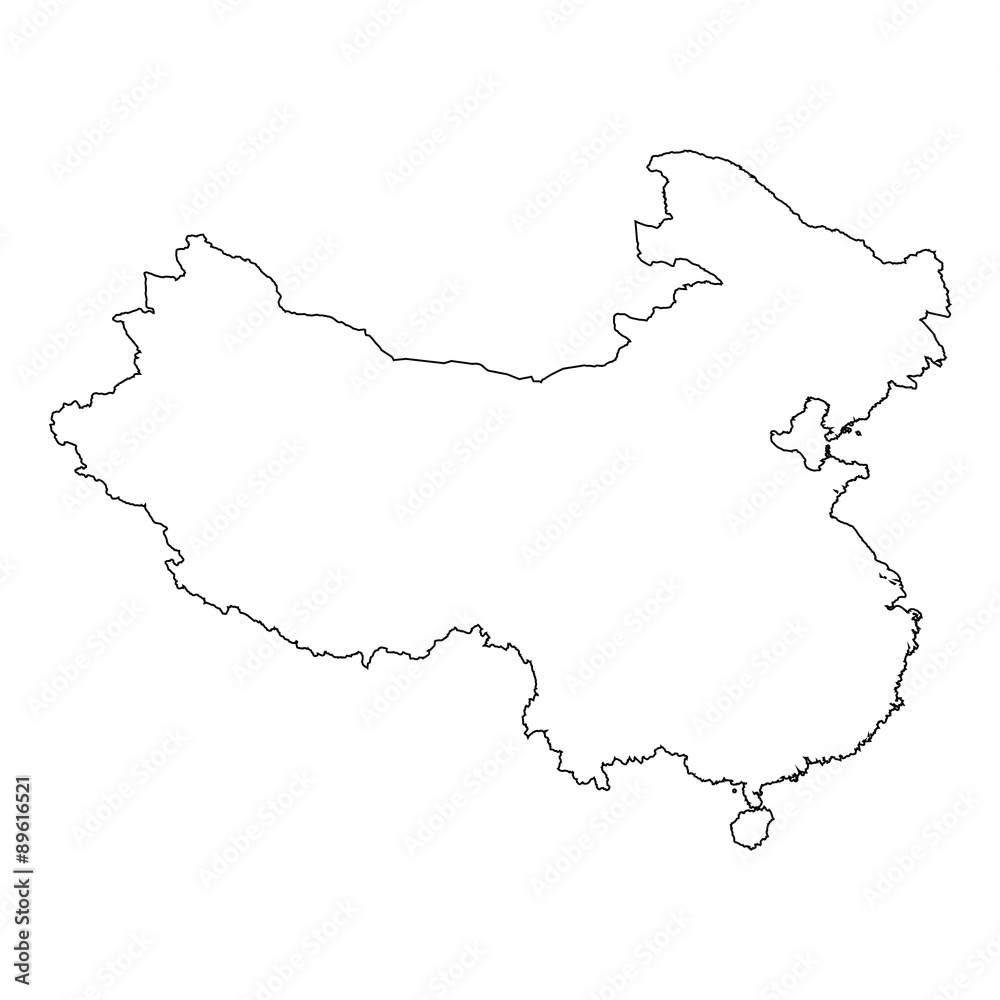 High detailed Outline of the country of China High detailed Outline of the country of China