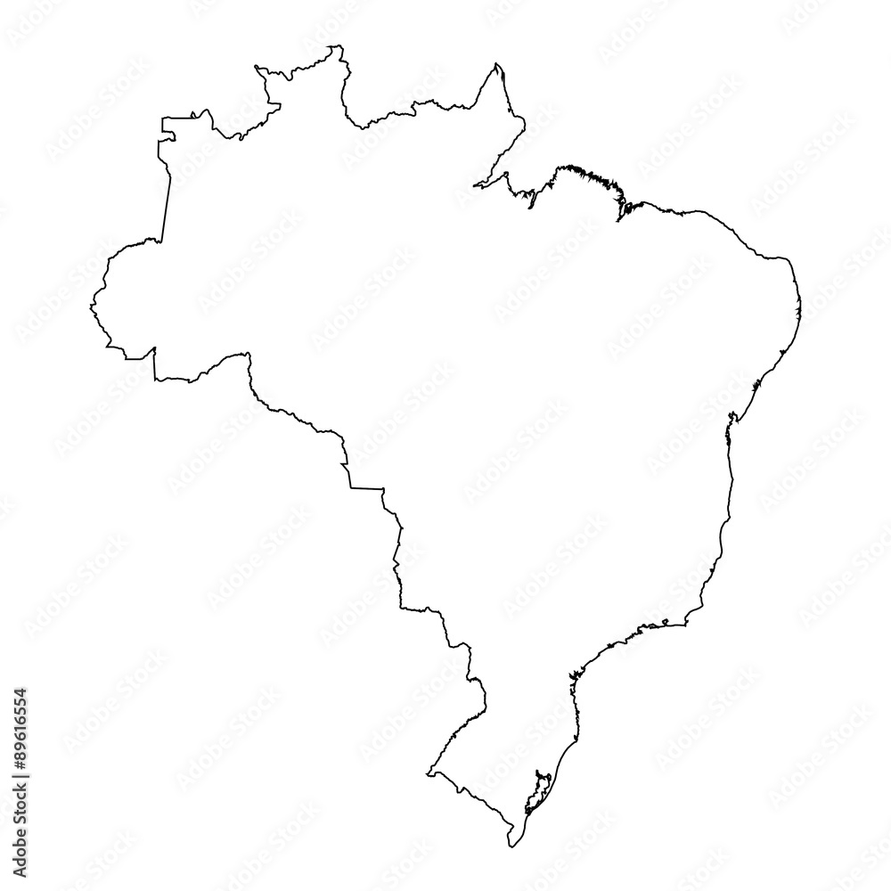High detailed Outline of the country of  Brazil