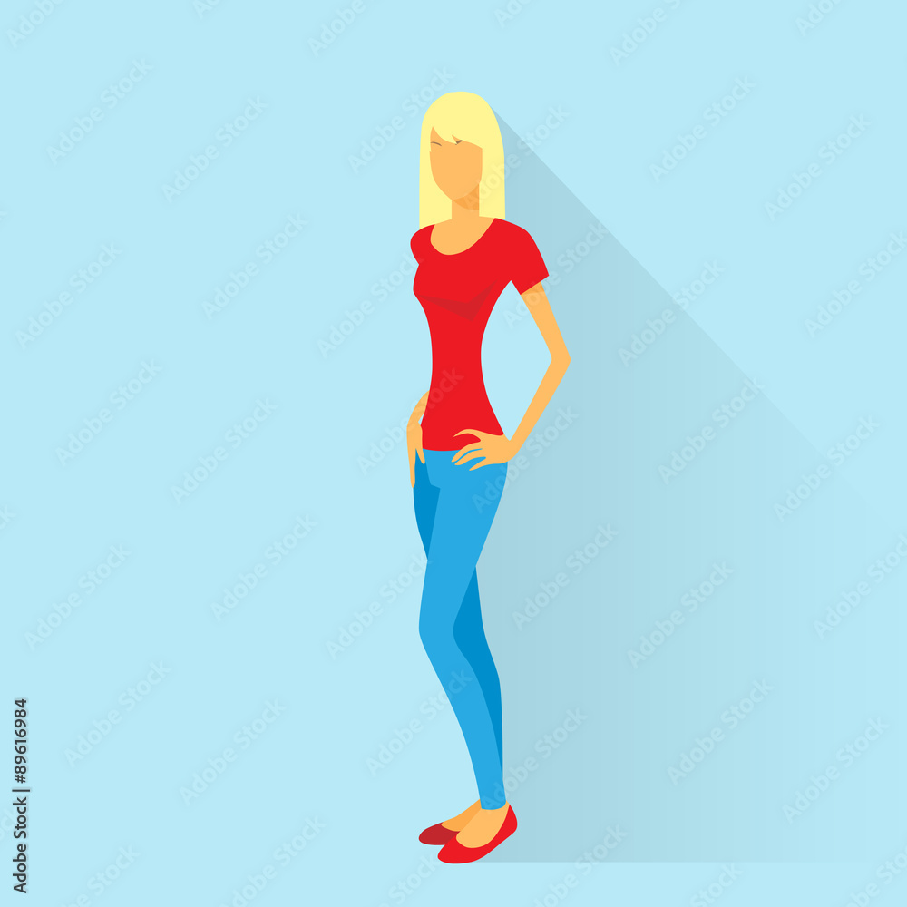 Woman Student Casual Clothes Flat Design Woman Student Casual Clothes Flat Design