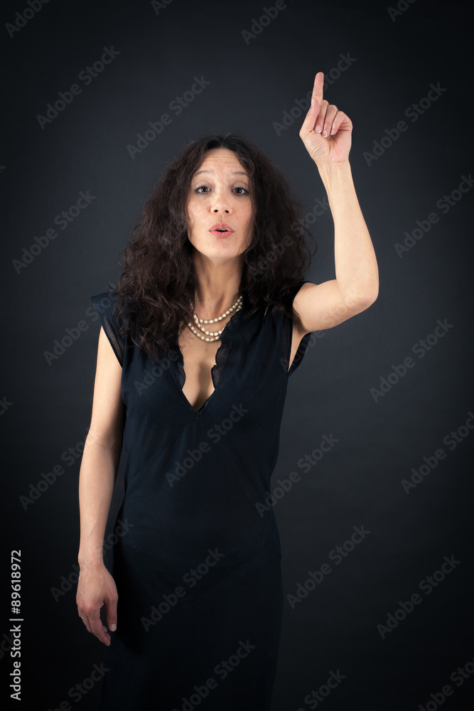Beautiful woman doing different expressions in different sets of clothes: want to speak Beautiful woman doing different expressions in different sets of clothes: want to speak