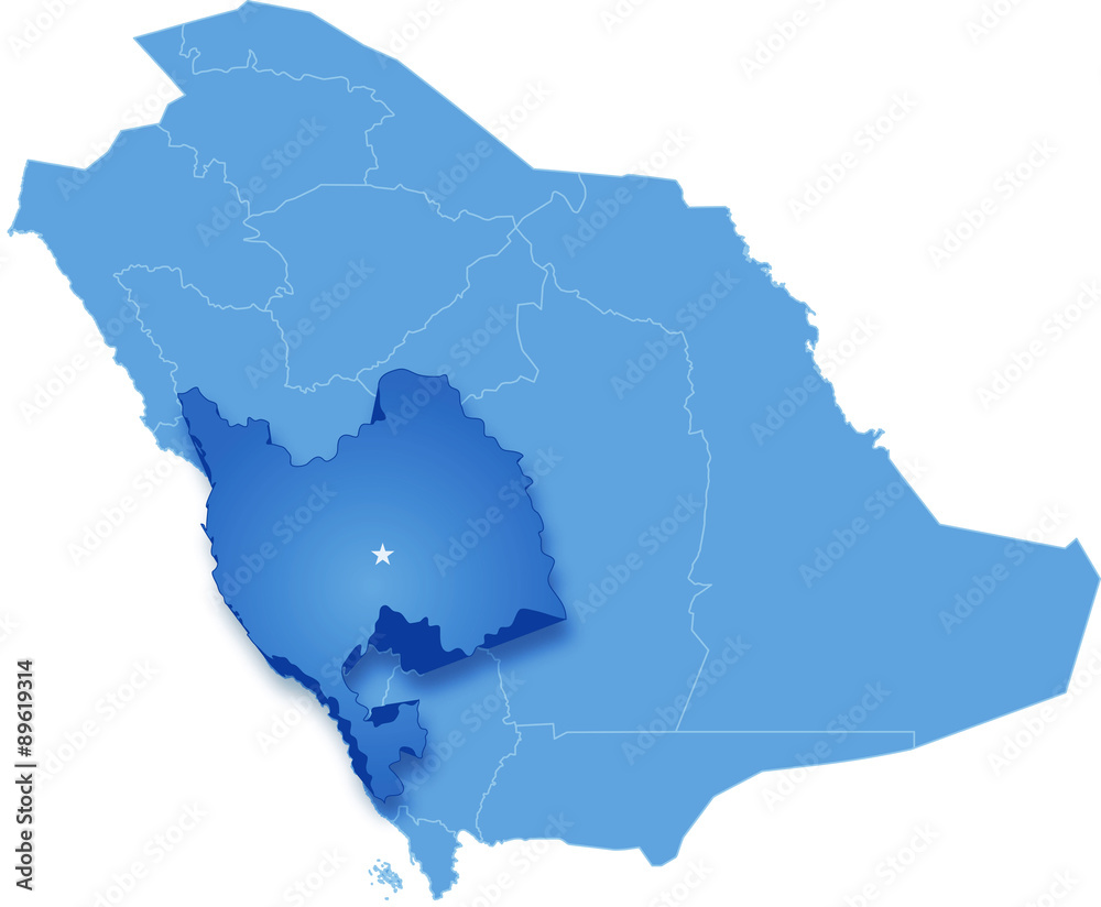 Obraz premium Map of Saudi Arabia, the region Makkah