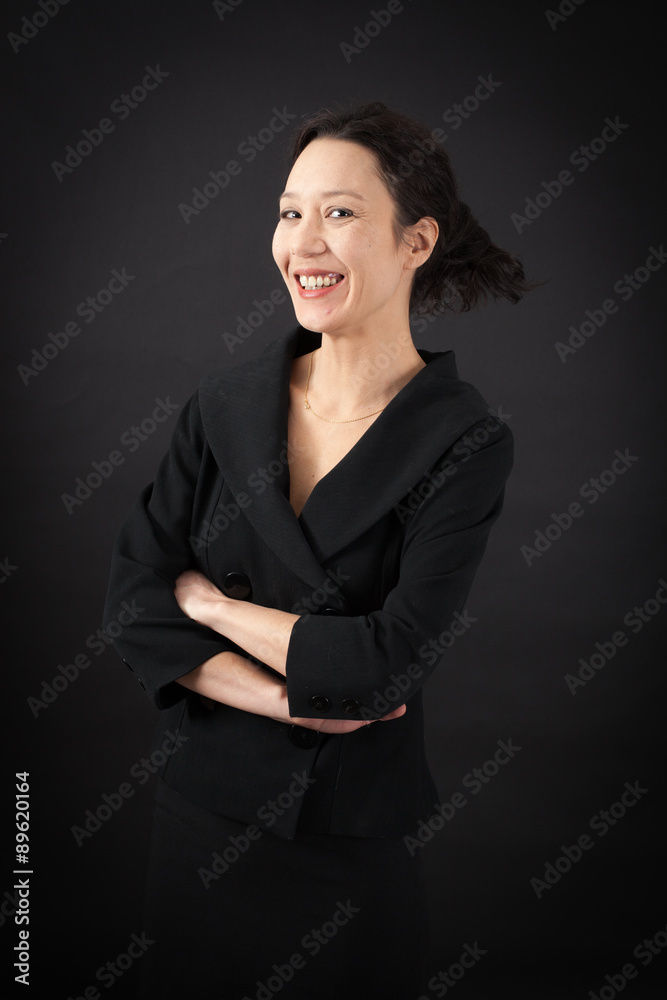 beautiful woman doing different expressions in different sets of clothes: arms crossed beautiful woman doing different expressions in different sets of clothes: arms crossed
