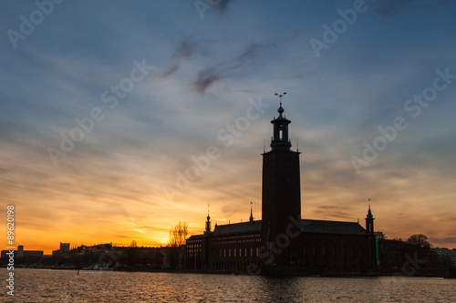 Stockholm Town Hall at Sunset