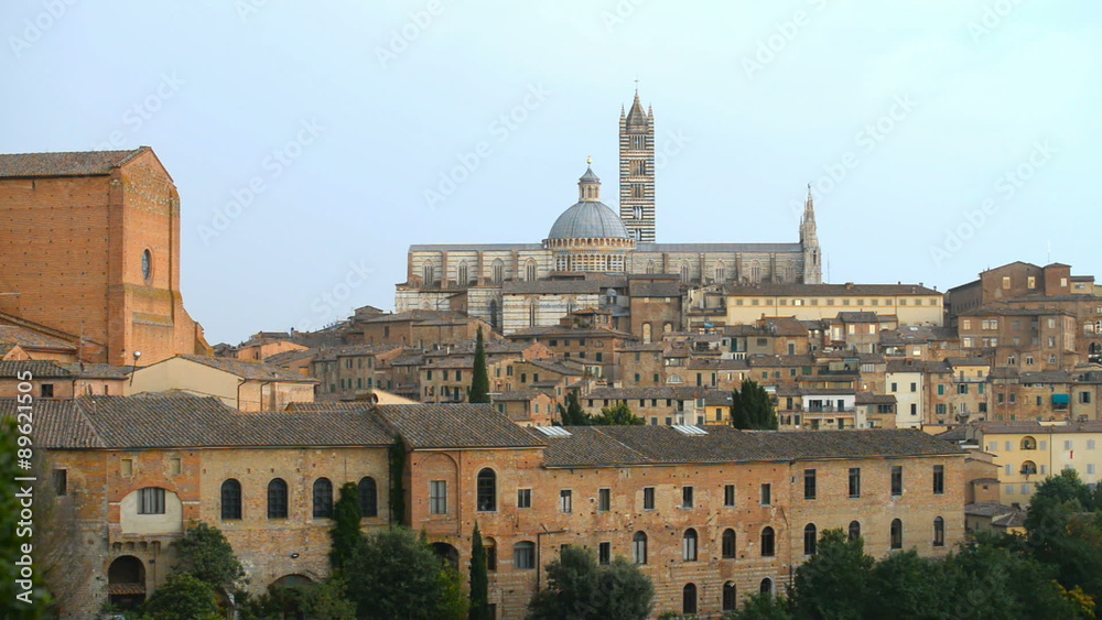 Siena aerial panoramic view. Cathedral Duomo landmark. Tuscany, Italy