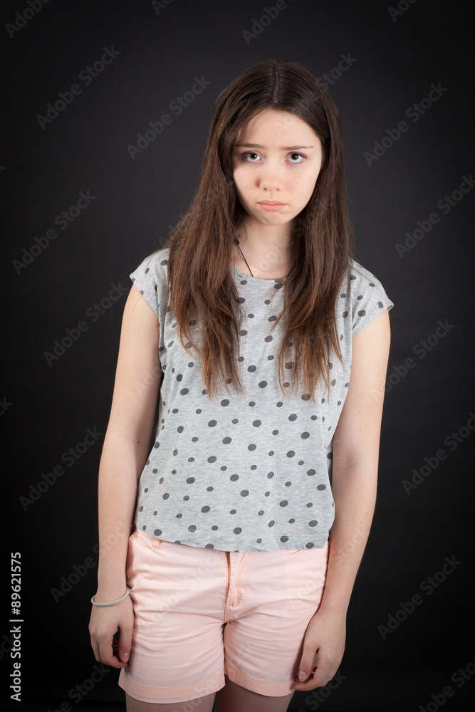 beautiful woman doing different expressions in different sets of clothes: sad beautiful woman doing different expressions in different sets of clothes: sad