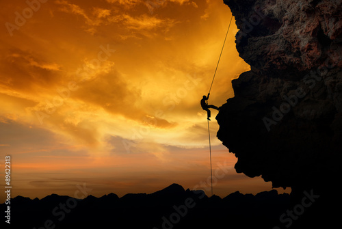 Rock Climber at Sunset