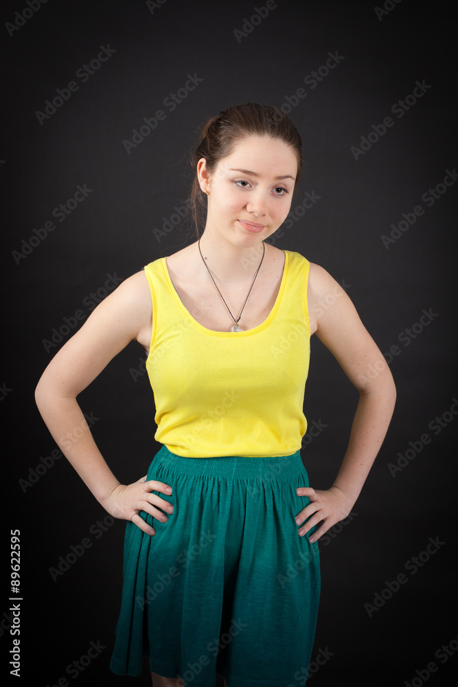 beautiful woman doing different expressions in different sets of clothes: bored beautiful woman doing different expressions in different sets of clothes: bored