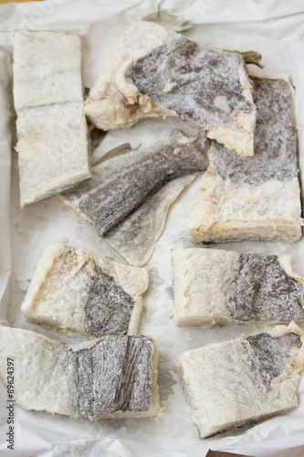 salted cod fish on paper