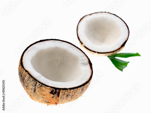 Coconuts on a white background