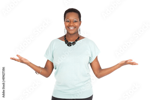 Beautiful woman doing different expressions in different sets of clothes: idea