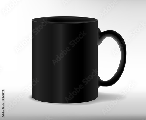 Isolated realistic black cup. Vector illustration