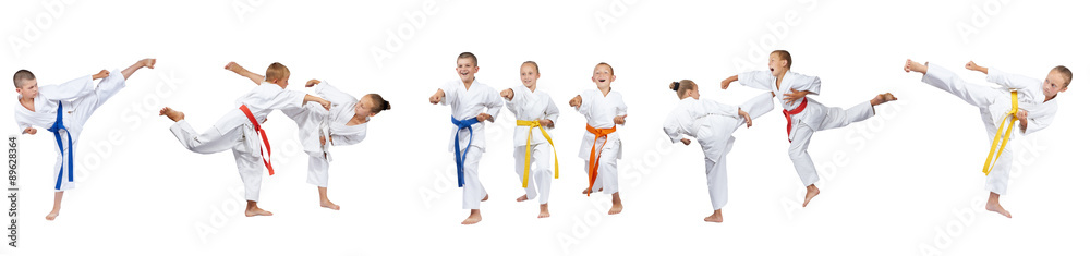 Blows and throws in perfoming little athletes collage Blows and throws in perfoming little athletes collage