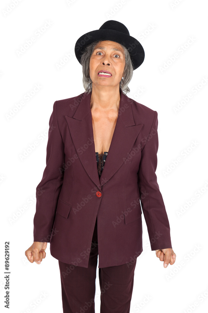 Beautiful woman doing different expressions in different sets of clothes: angry Beautiful woman doing different expressions in different sets of clothes: angry