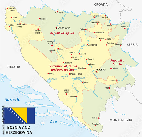 bosnia and herzegovina map with flag photo