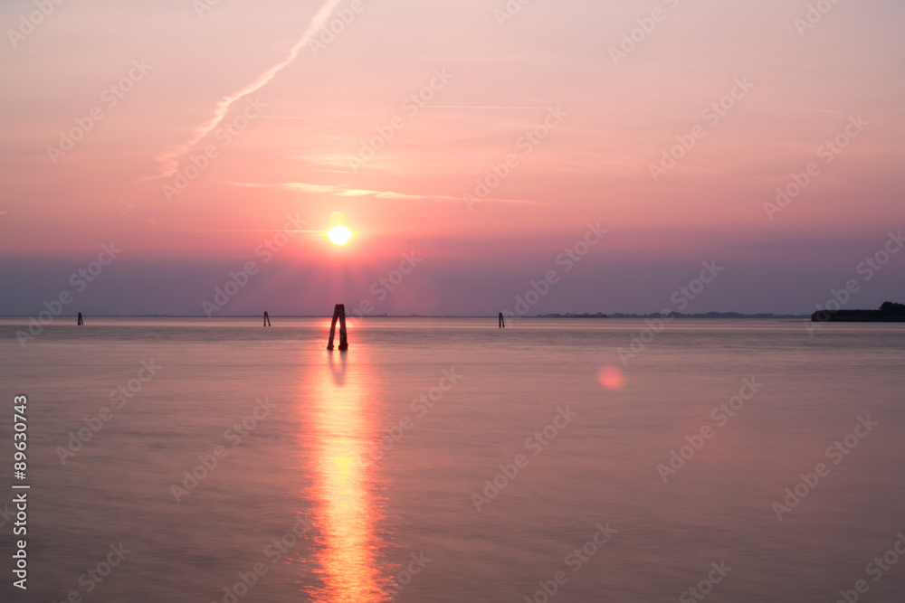 Sunset on Venice lagoon