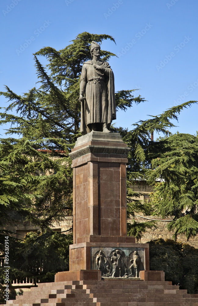 Rustaveli  monument on Rustaveli square in Tbilisi. Georgia