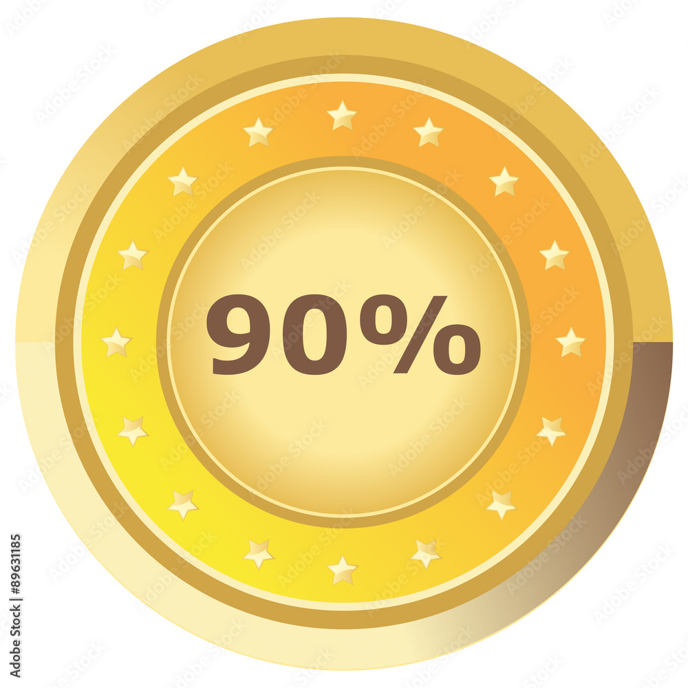 Prozent Button gelb auf weißem Hintergrund