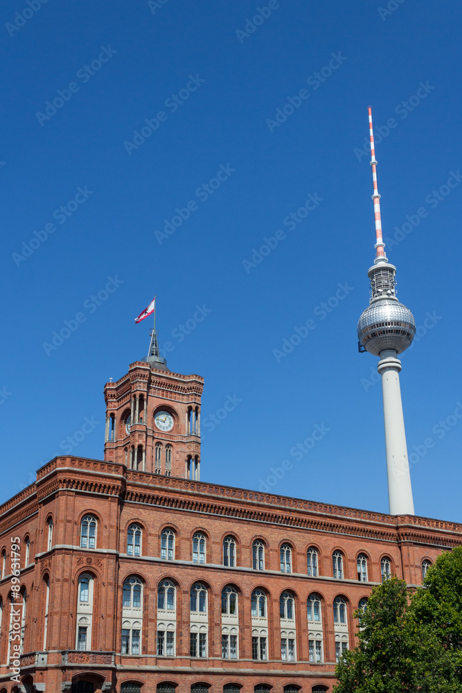 Obraz premium tv tower and red town hall , berlin germany
