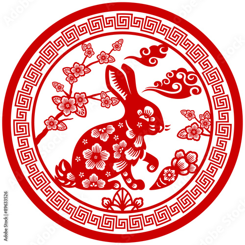 Traditional Chinese paper cut Zodiac sign - Rabbit.