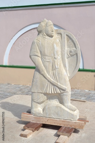 RUSSIA-TATARSTAN,The sculpture untitled,author Asiya Minulina.International sculpture Symposium "Melody stone", the Museum-reserve "Kazan Kremlin"