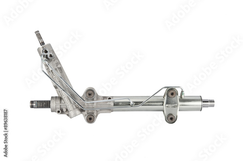 Steering rack from the car on a white background