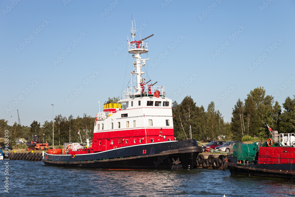 Fire rescue ship in port of Gdansk, Poland.