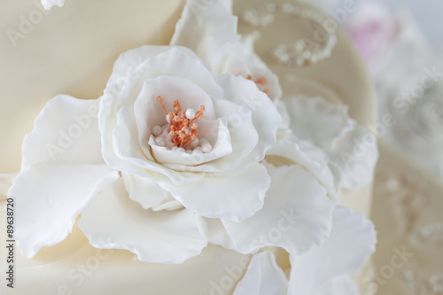 white wedding cake with decoration