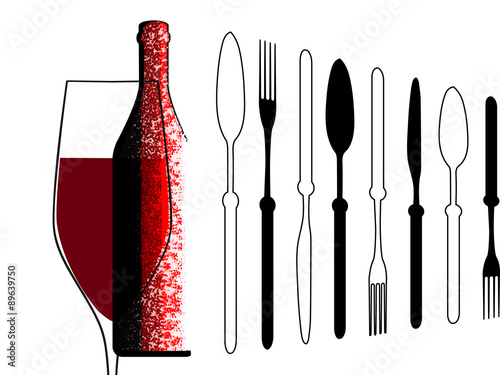 Bottles silhouette menu card