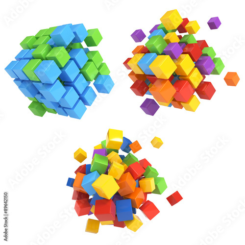 Business concept - 3D block cubes render on white background with clipping path