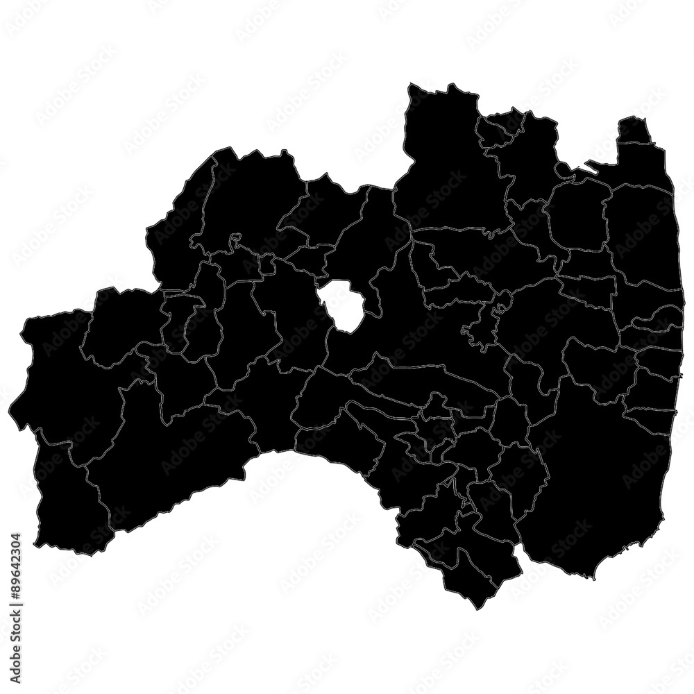 Fototapeta premium Black image of fukushima map