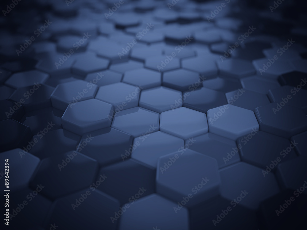 Abstract blue 3D render hexagonal geometric structure background Abstract blue 3D render hexagonal geometric structure background