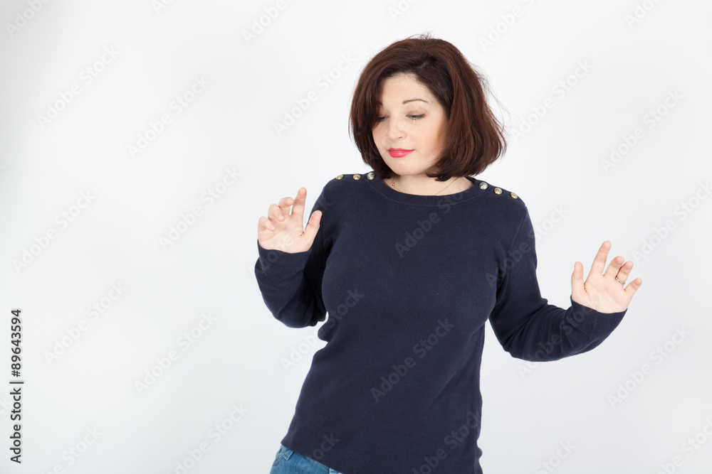 Beautiful woman doing different expressions in different sets of clothes: drunk Beautiful woman doing different expressions in different sets of clothes: drunk