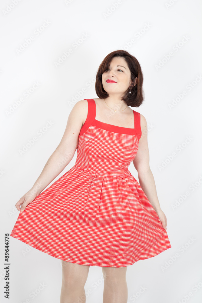 Beautiful woman doing different expressions in different sets of clothes: joy Beautiful woman doing different expressions in different sets of clothes: joy