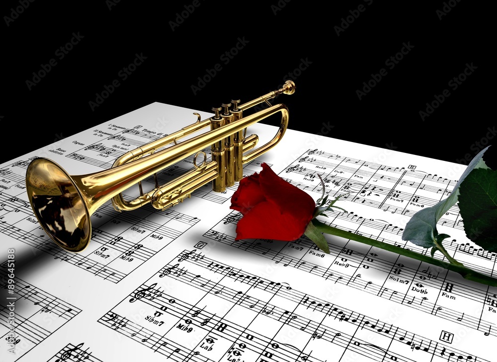 Fototapeta premium Tromba con Rosa rossa